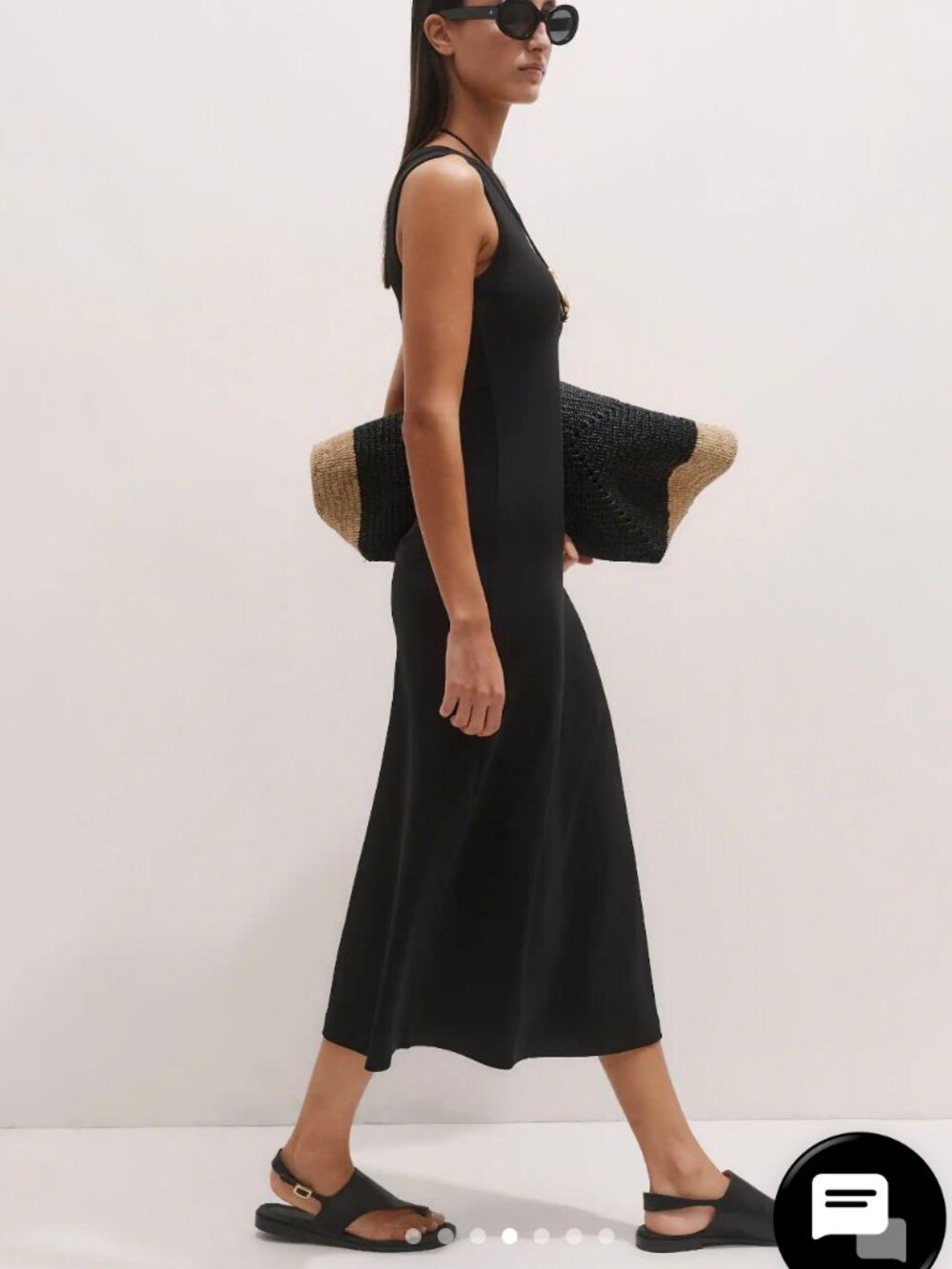 ME+EM Cotton Rib Stretch Jersey Tank Dress Midi in Black